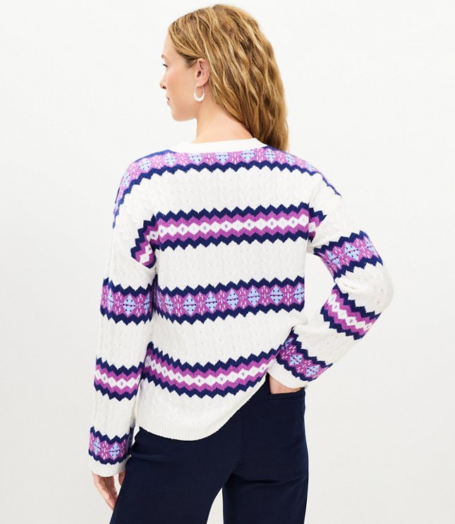 Fair Isle Stripe Textured Sweater