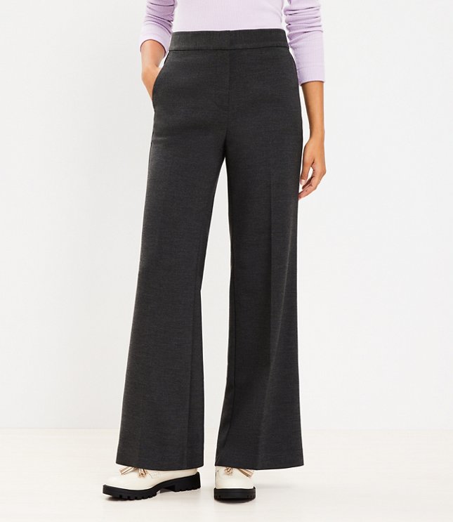 Tall Wide Leg Trousers in Heathered Doubleface