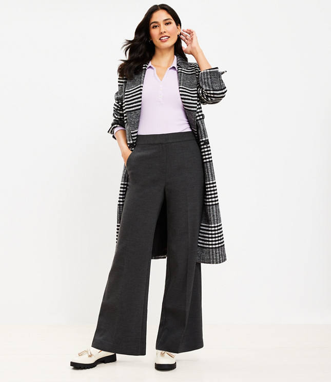 Tall Wide Leg Trousers in Heathered Doubleface