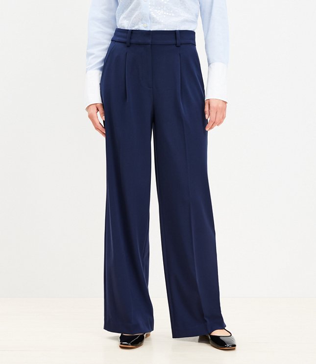 Tall Belted Pants in Stripe - Blue White