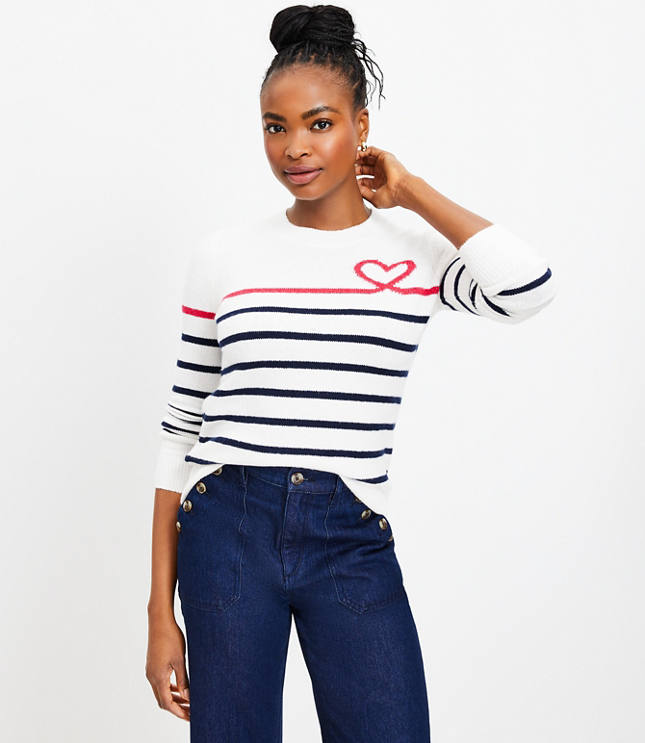 Heart Breton Stripe Sweater