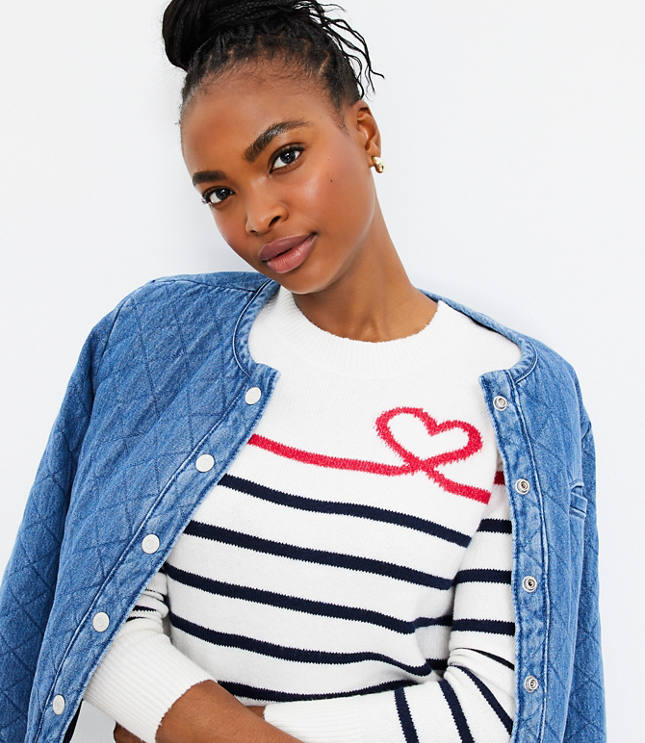 Heart Breton Stripe Sweater