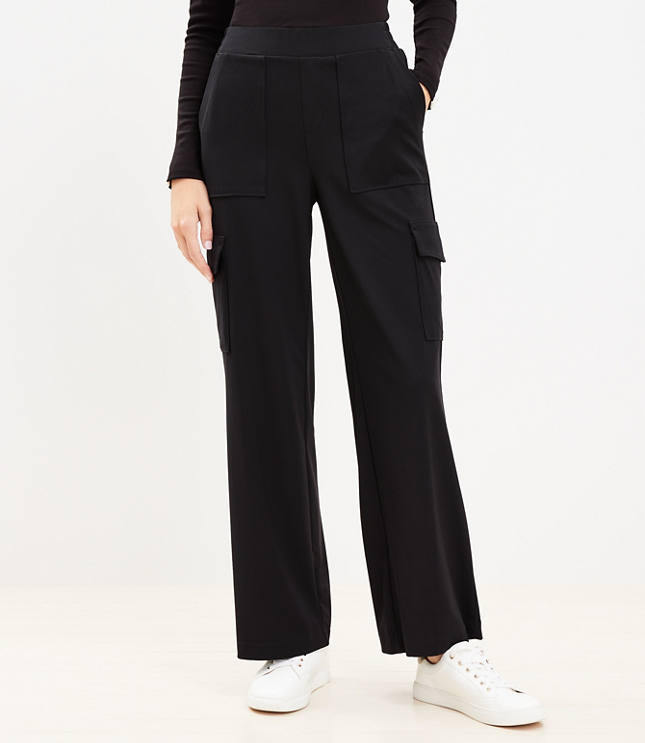 Black Wide Leg High Waisted Cargo Trouser