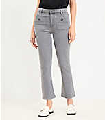 Curvy Patch Pocket High Rise Kick Crop Jeans in Grey carousel Product Image 1