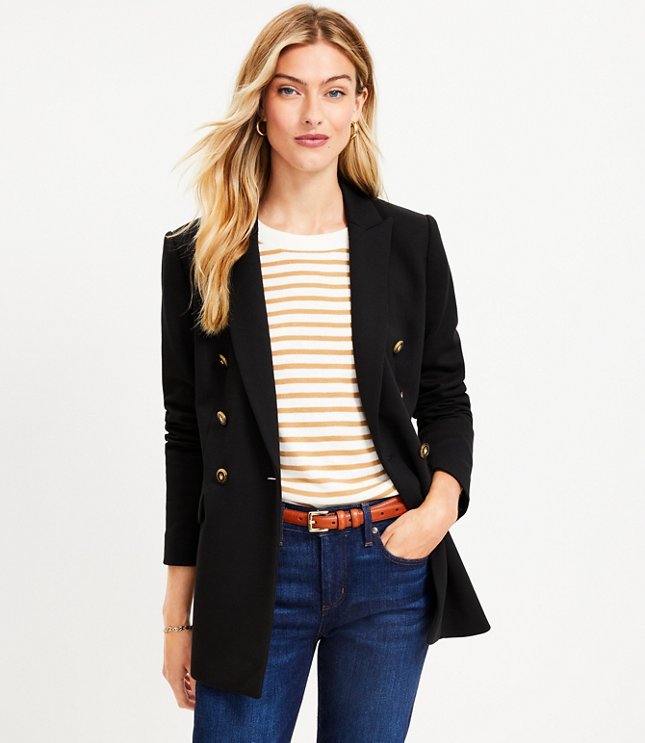 Petite Knit Double Breasted Blazer