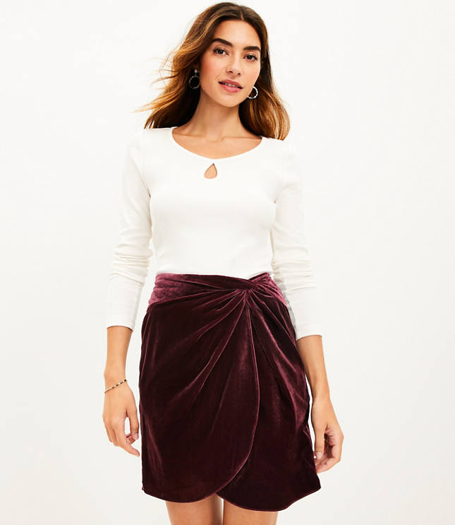 Velvet Twist Shift Skirt