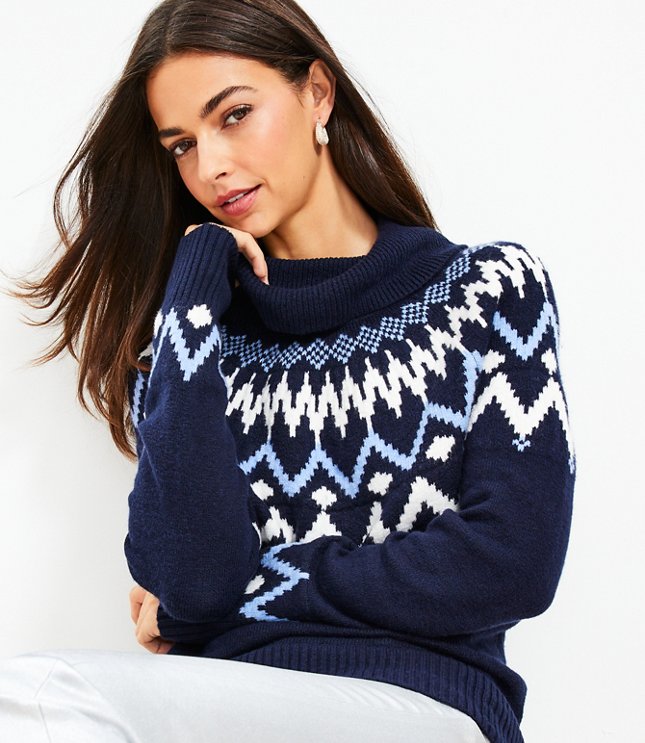 Fair Isle Turtleneck Tunic Sweater