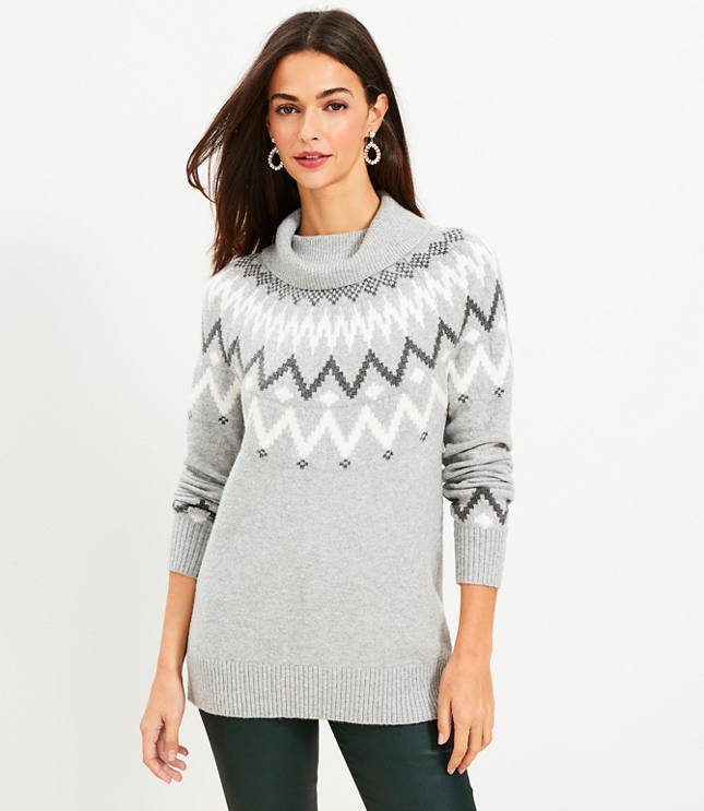 Fair Isle Turtleneck Tunic Sweater