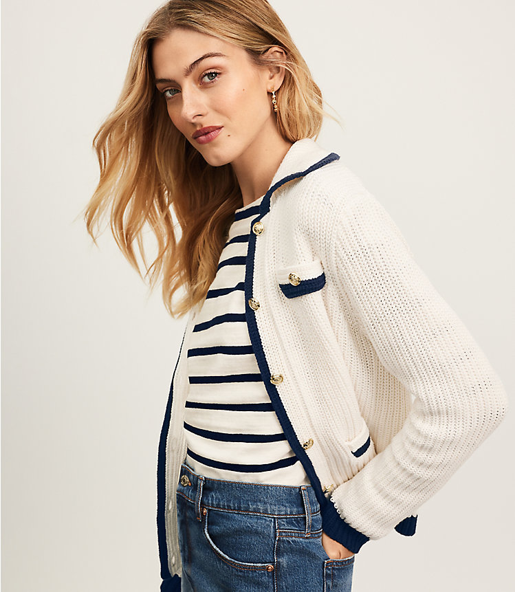 Tipped Ribbed Sweater Jacket image number 0