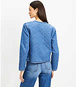 Quilted Denim Jacket in Mid Indigo Wash carousel Product Image 4