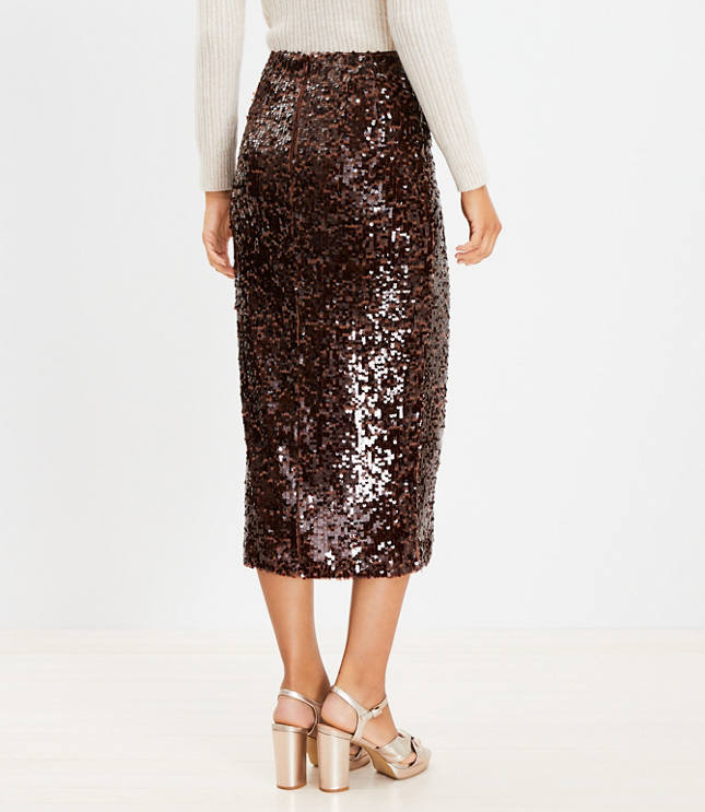 Petite Sequin Wrap Midi Skirt