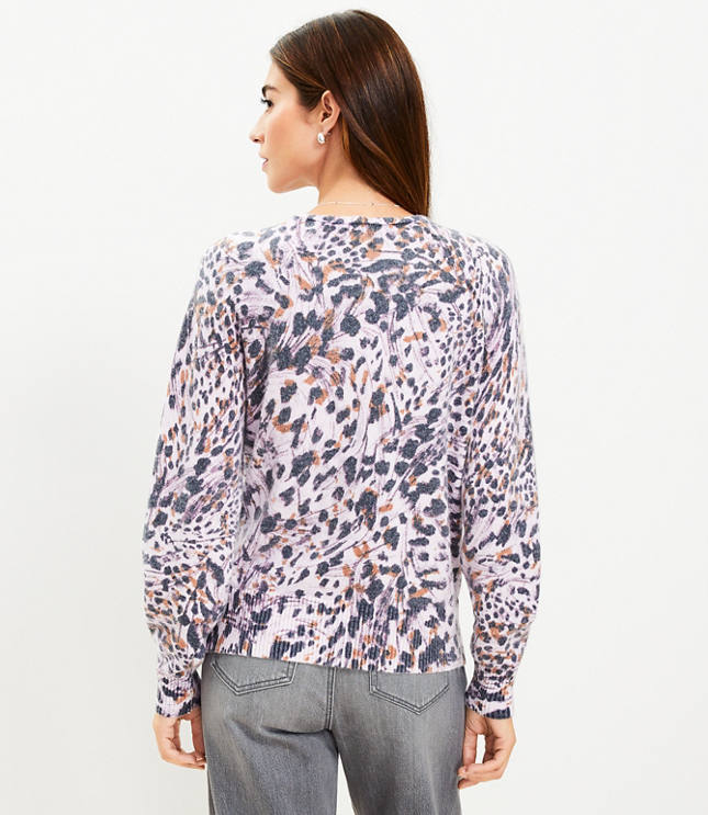 Animal print v neck sweater sale