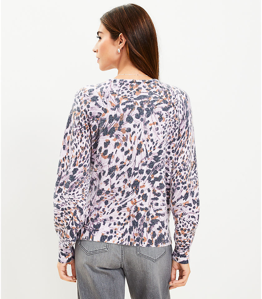 Animal Print V-Neck Sweater