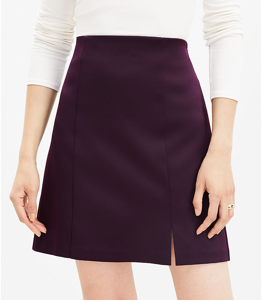 Petite Seamed Satin Skirt
