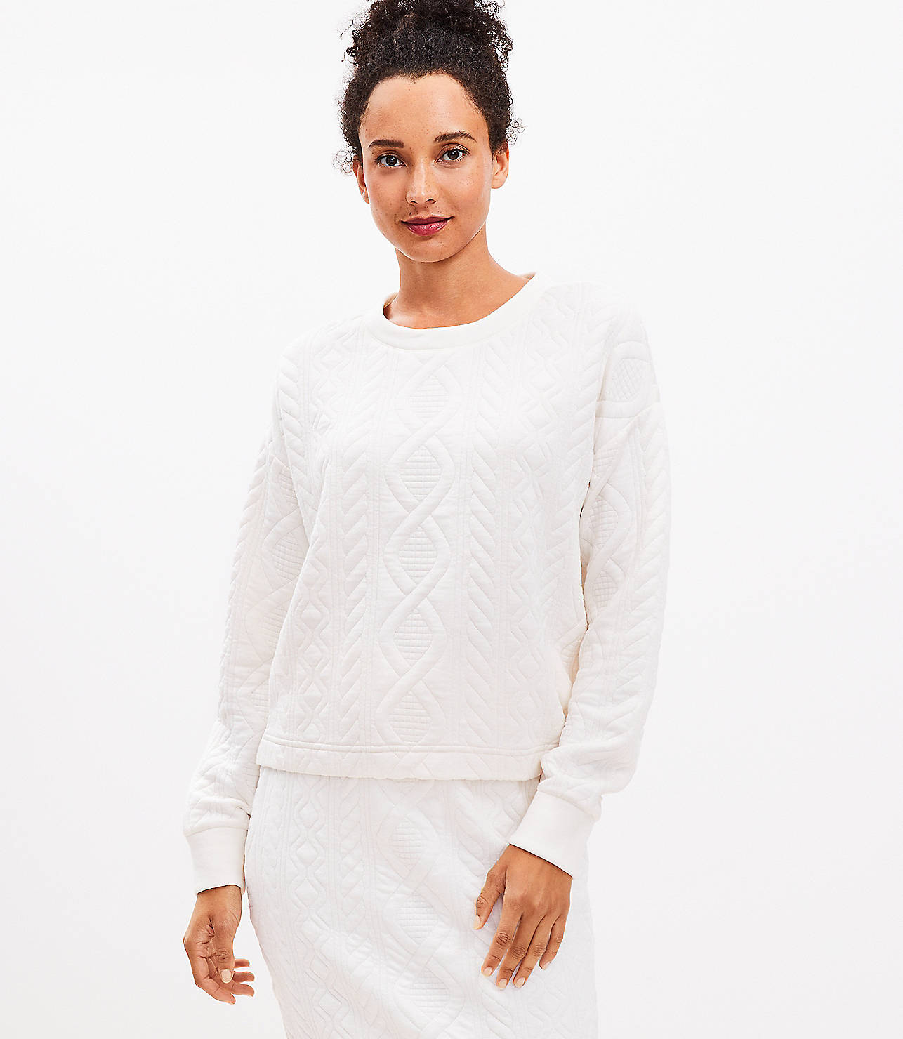 Lou & Grey Quilted Cable Sweatshirt