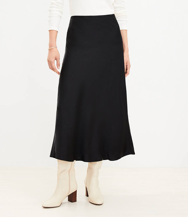 Petite Satin Bias Midi Skirt