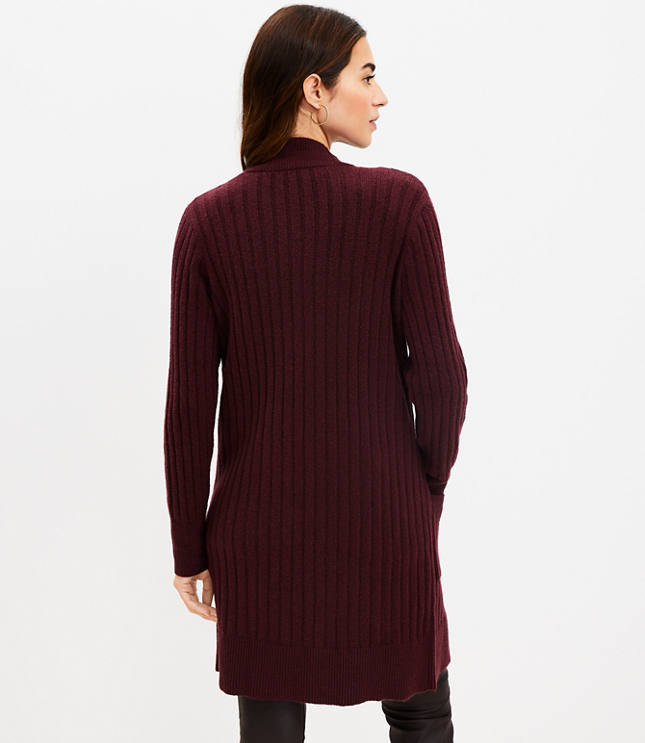 Ribbed Pocket Open Cardigan