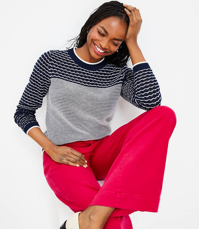 Stripe Textured Stitch Sweater