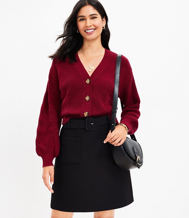 Petite Belted Patch Pocket Skirt