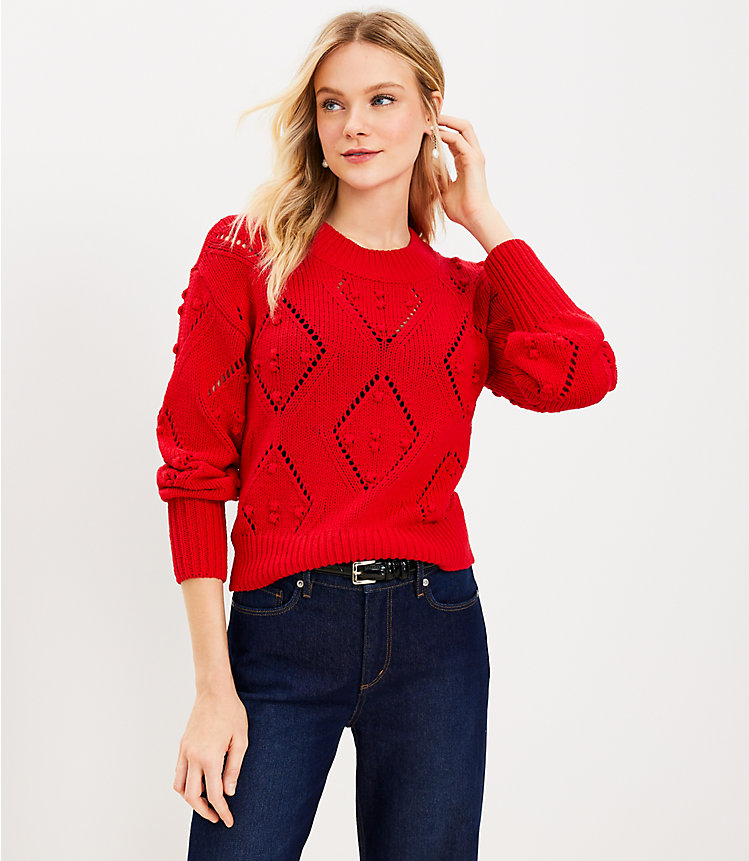Petite Geo Pointelle Bobble Sweater image number null
