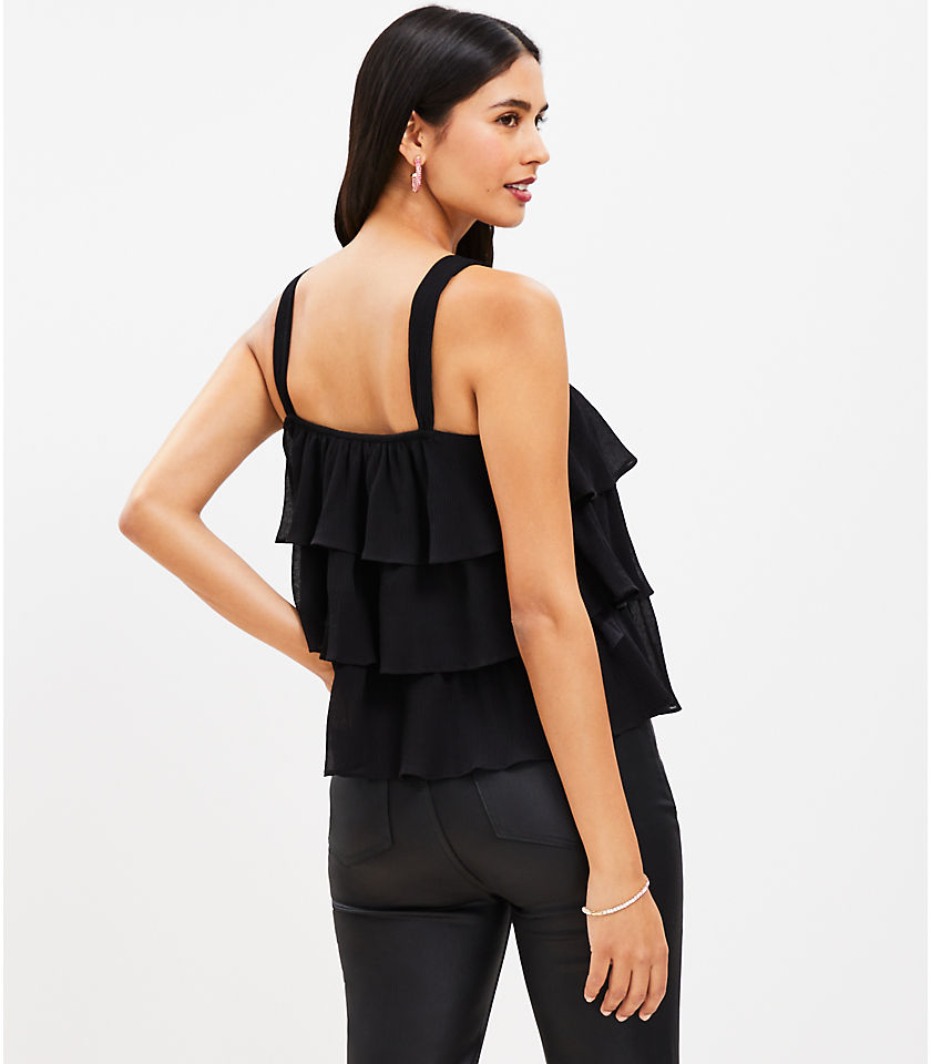 Petite Pleated Tiered Ruffle Cami
