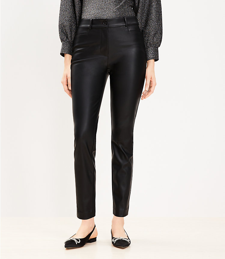 Petite Curvy Sutton Skinny Pants in Faux Leather