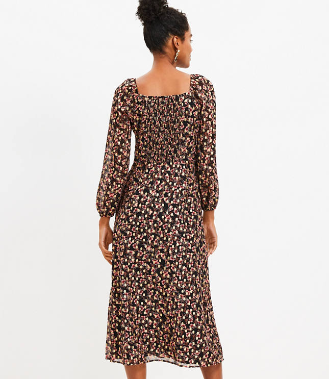 Shimmer Dot Square Neck Midi Dress