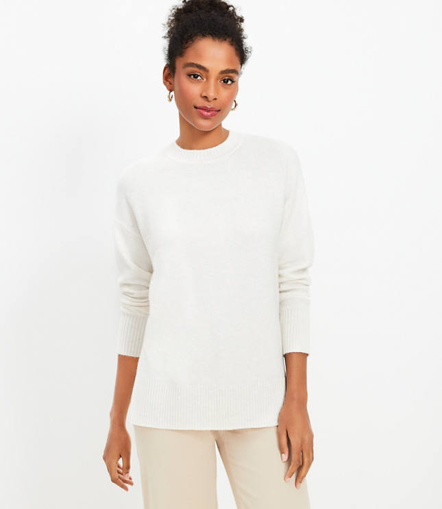 LOFT Lou & Grey Contrast Side Zip Wafflestitch Turtleneck Sweater