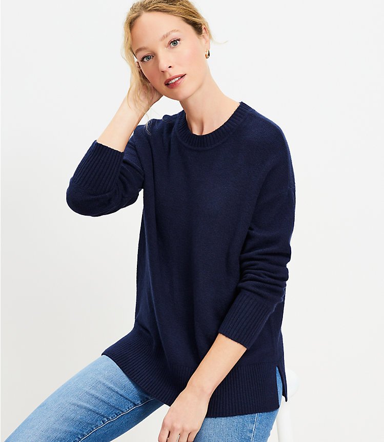 Petite Drop Shoulder Tunic Sweater image number null