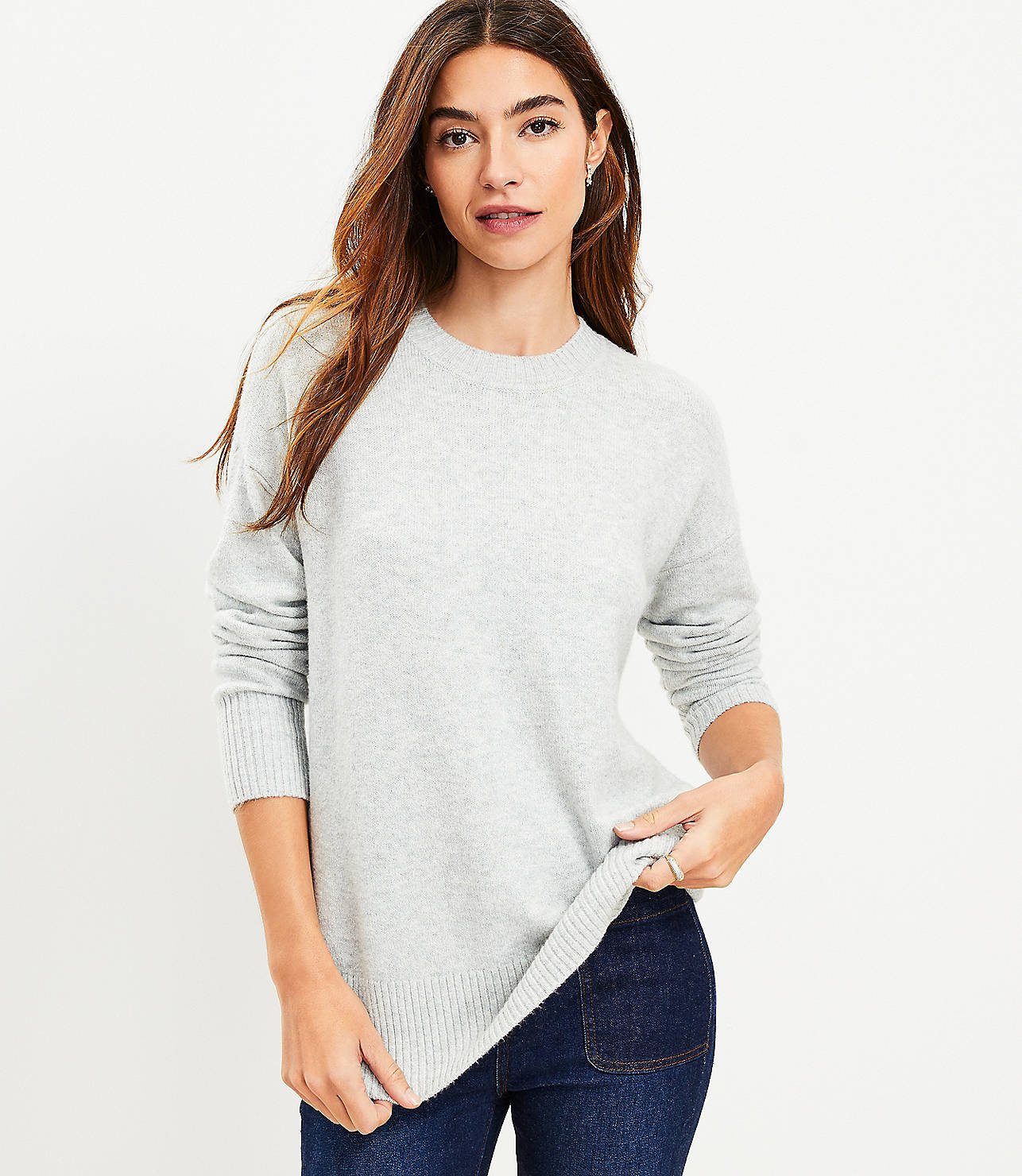 Petite Drop Shoulder Tunic Sweater