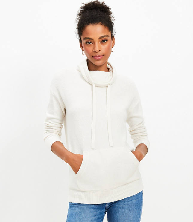 Women's White Turtleneck, Mock Neck, & Cowl Neck Sweaters