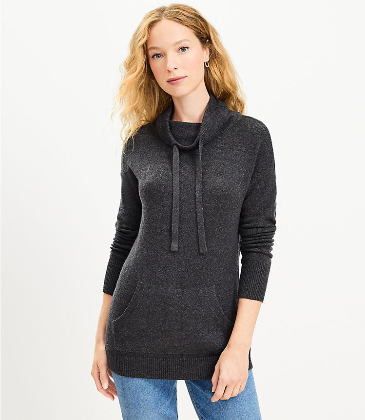 Pocket Cowl Neck Tunic Sweater image number 0