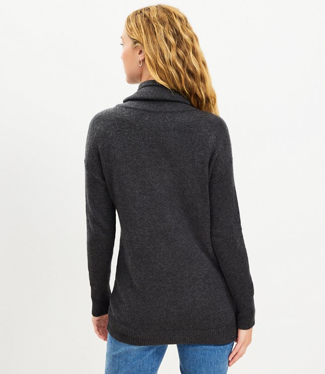 Pocket Cowl Neck Tunic Sweater