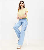 High Rise Wide Leg Cargo Jeans in Light Wash carousel Product Image 2