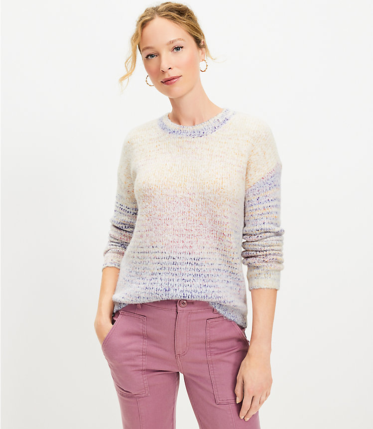 Petite Spacedye Fuzzy Ribbed Sweater image number 0