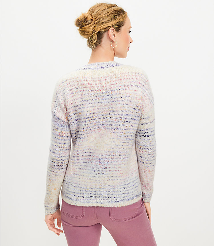Petite Spacedye Fuzzy Ribbed Sweater image number 2