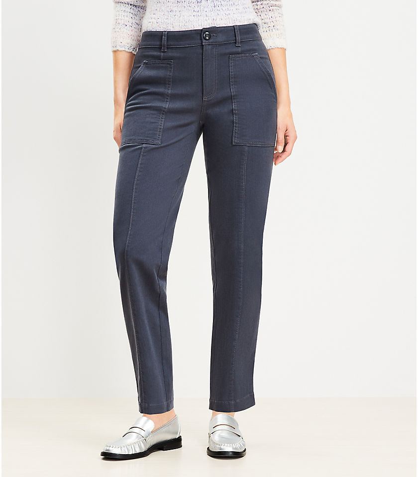 Curvy Patch Pocket Straight Pant in Twill
