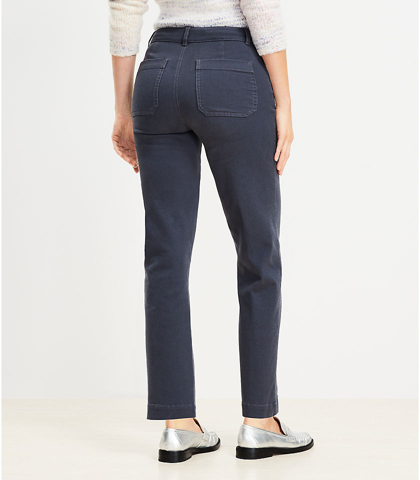 Petite Curvy Patch Pocket Straight Pant in Twill