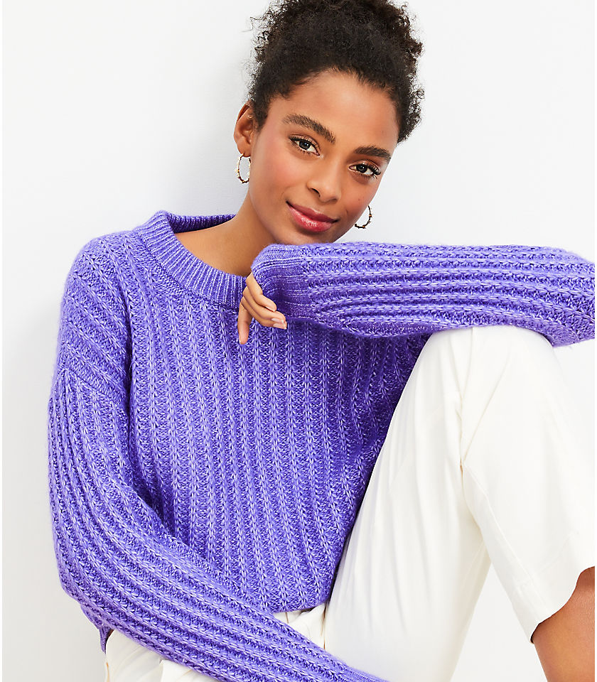 Petite Fuzzy Ribbed Sweater