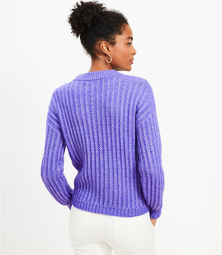 Petite Fuzzy Ribbed Sweater image number 2