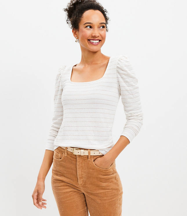 Puff Sleeve Square Neck Top