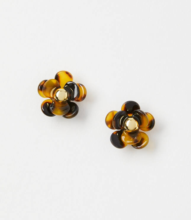 Loft Tortoiseshell Print Flower Stud Earrings