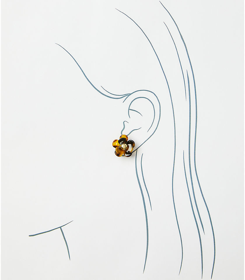 Tortoiseshell Print Flower Stud Earrings