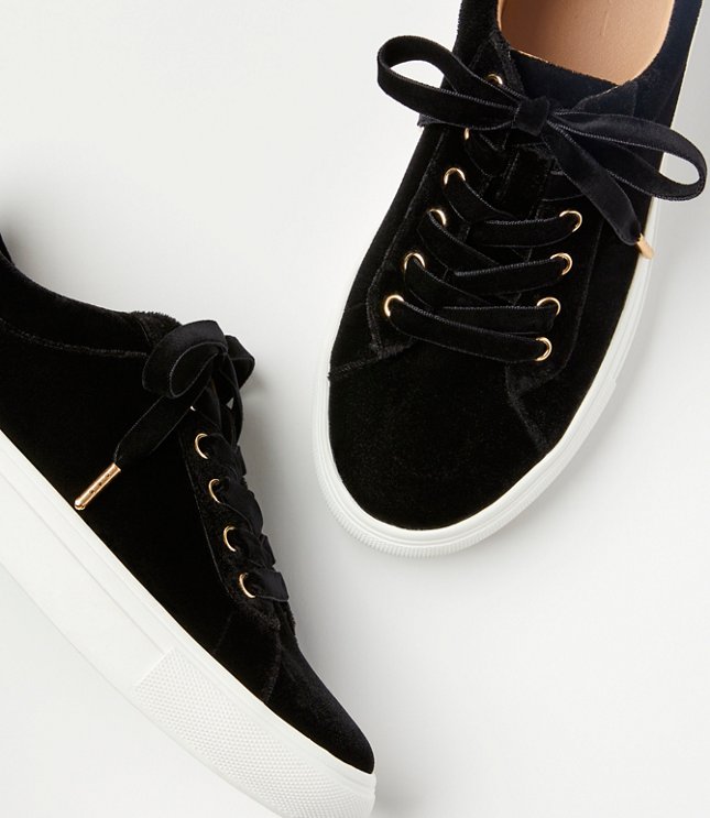 Velvet Lace Up Sneakers