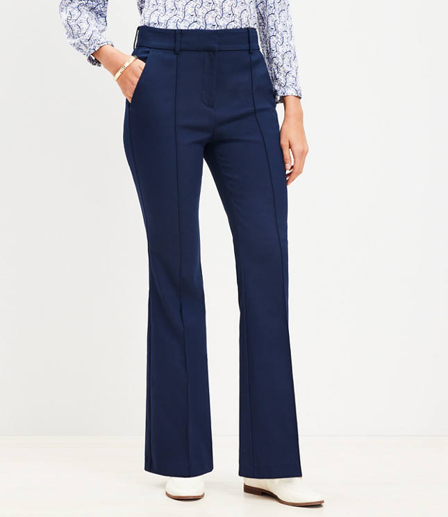 Pintuck Pants - Navy Blue Pull On Pants