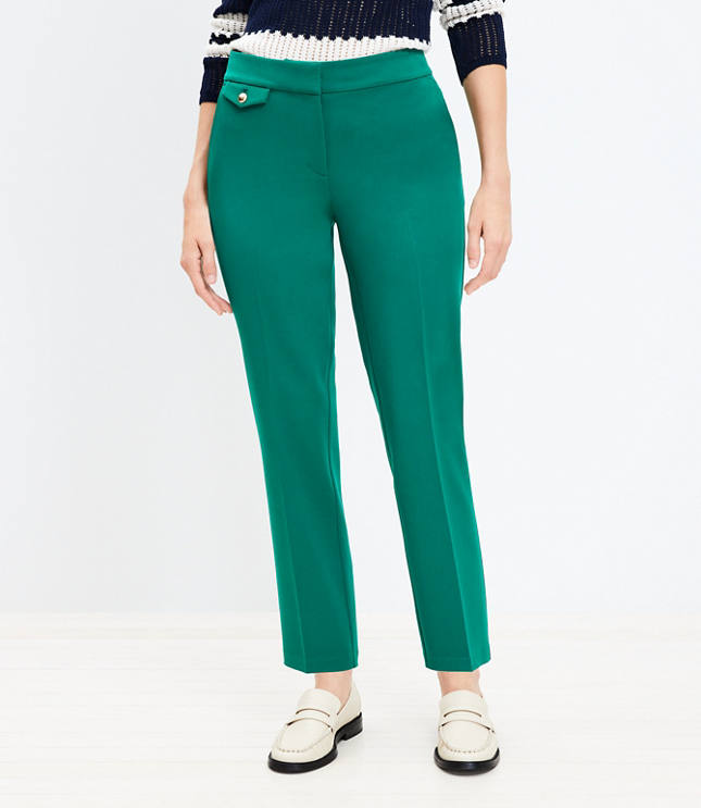 Ruffle Belt Pocket Solid Skinny Pants