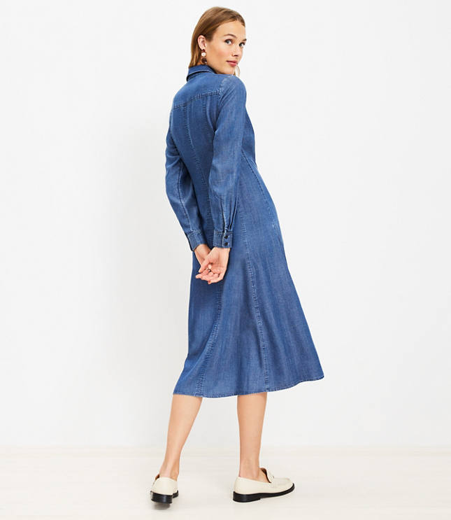 Chambray Pocket Midi Shirtdress