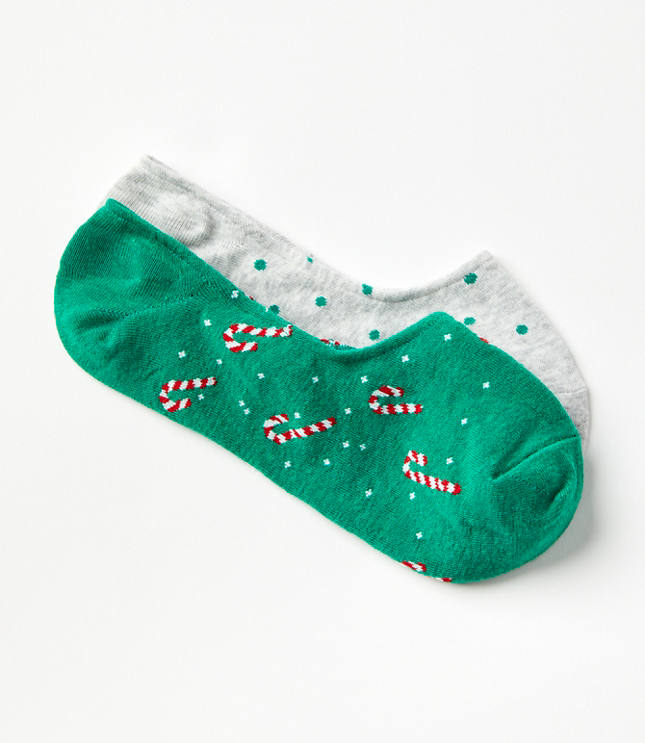 Candy Cane & Dot No Show Sock Set