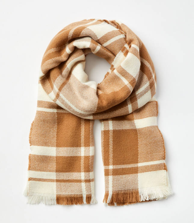 Plaid Blanket Scarf - Whisper White