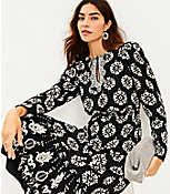 Geo Pleated Sleeve Flounce Midi Dress carousel Product Image 3